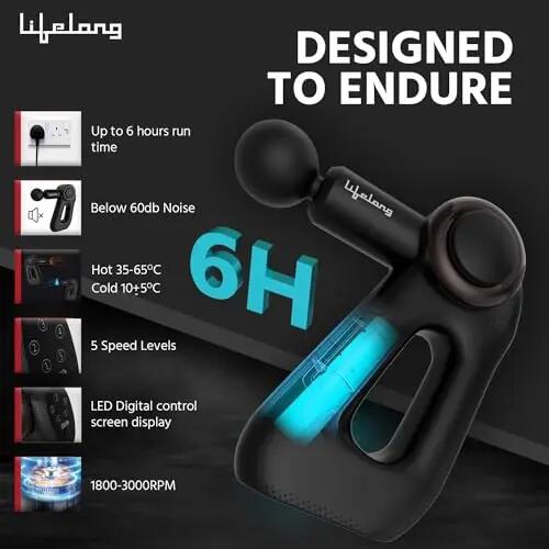 Wireless Massage Gun Hot Cold Heads Deep Tissue Full Body, Black -  5