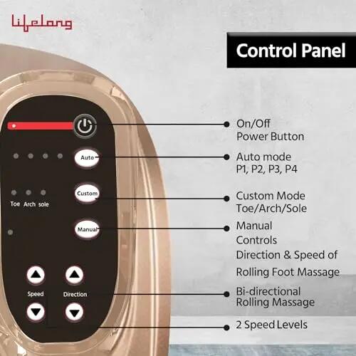 Lifelong Foot Massager Machine for Pain Relief with Kneading function - Also used as Leg Calf Massager - Corded Electric Foot Massage Machine for Home with Customizable Settings (LLM72, Brown) -  5