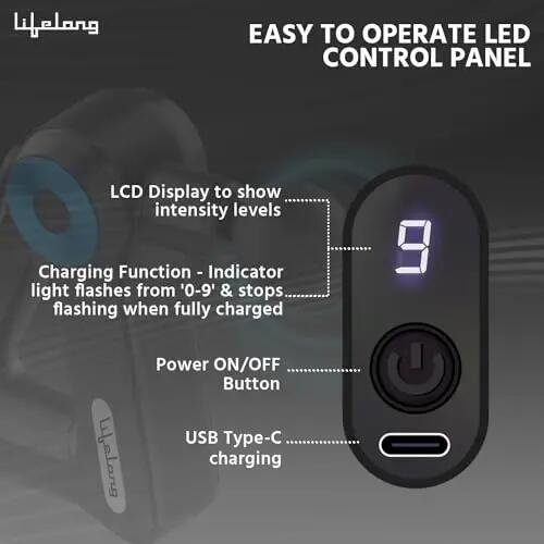 Lifelong Gun Massager for Pain Relief with 9 Massage Heads Massage Gun Machine for Full Body - Gun Massager Rechargeable with 9 Speed Levels & Easy-Grip Handle for Muscle Massage of Back, Neck, Shoulder, Hand, Foot & Leg -  5