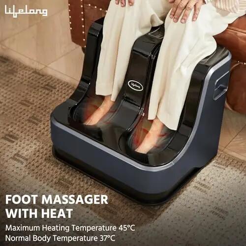 Lifelong Calf, Foot and Leg Massager Machine for Home - Pain Relief Massage for Legs - Heat + 4 Vibration Motors - Rolling, Kneading, and Shiatsu - Improve Blood Circulation, 80W (Blue,LLM945) -  5