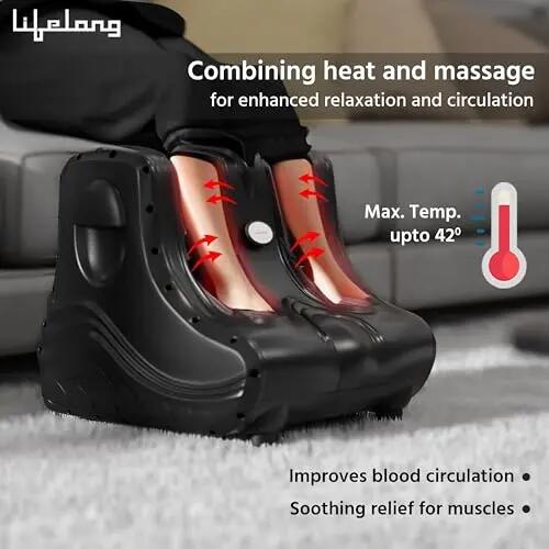 Lifelong Foot & Calf Massager Machine for Pain Relief | 3 Adjustable Intensity Levels| Electric Massager with Digital Display | Feet Massage for Blood Circulation & Soothing Heat - Max Temp upto 42° -  4