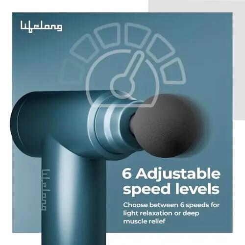 Gun Massager for Pain Relief � 8 Massage Heads, 6 Speed Modes, Rechargeable, Quiet 20W Motor, Lightweight & Portable Deep Tissue Massager -  4