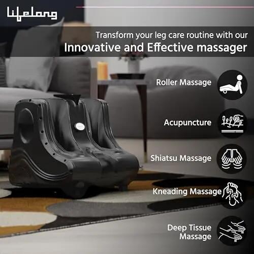 Lifelong Foot & Calf Massager Machine for Pain Relief | 3 Adjustable Intensity Levels| Electric Massager with Digital Display | Feet Massage for Blood Circulation & Soothing Heat - Max Temp upto 42° -  3