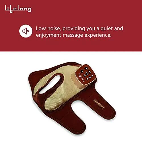 Ankle Massager Vibration Air Pressure Heat Pain Relief Brown -  3