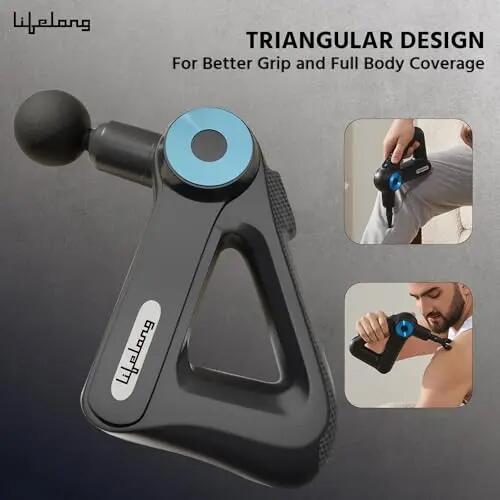 Lifelong Gun Massager for Pain Relief with 9 Massage Heads Massage Gun Machine for Full Body - Gun Massager Rechargeable with 9 Speed Levels & Easy-Grip Handle for Muscle Massage of Back, Neck, Shoulder, Hand, Foot & Leg -  3