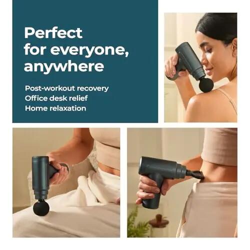 Gun Massager for Pain Relief � 8 Massage Heads, 6 Speed Modes, Rechargeable, Quiet 20W Motor, Lightweight & Portable Deep Tissue Massager -  2