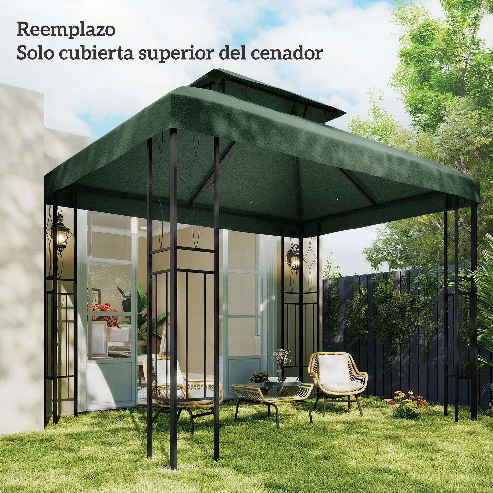 Techo de Repuesto Outsunny 400x300 cm Verde 5/7