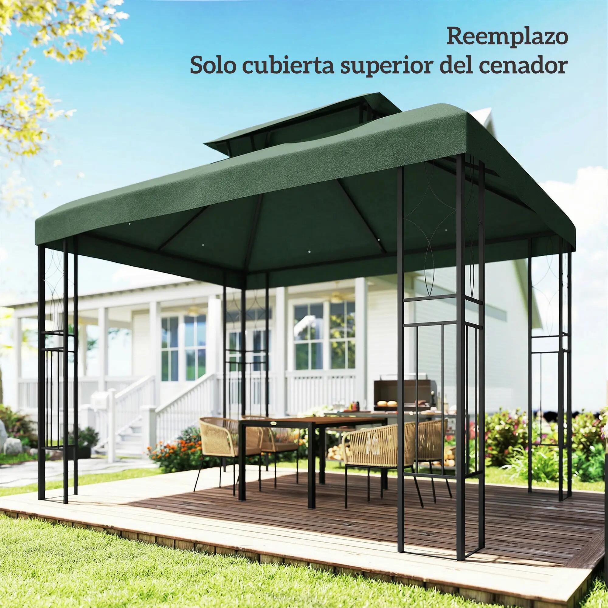 Techo de Repuesto Outsunny 400x300 cm Verde 4/7