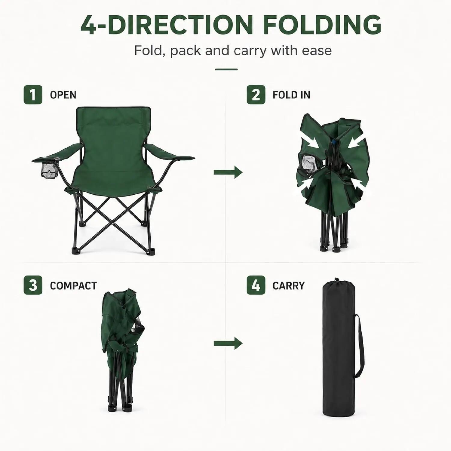 Lifelong Foldable Camping Chair with Carry Bag & Cup Holder | Heavy Duty Portable -  5