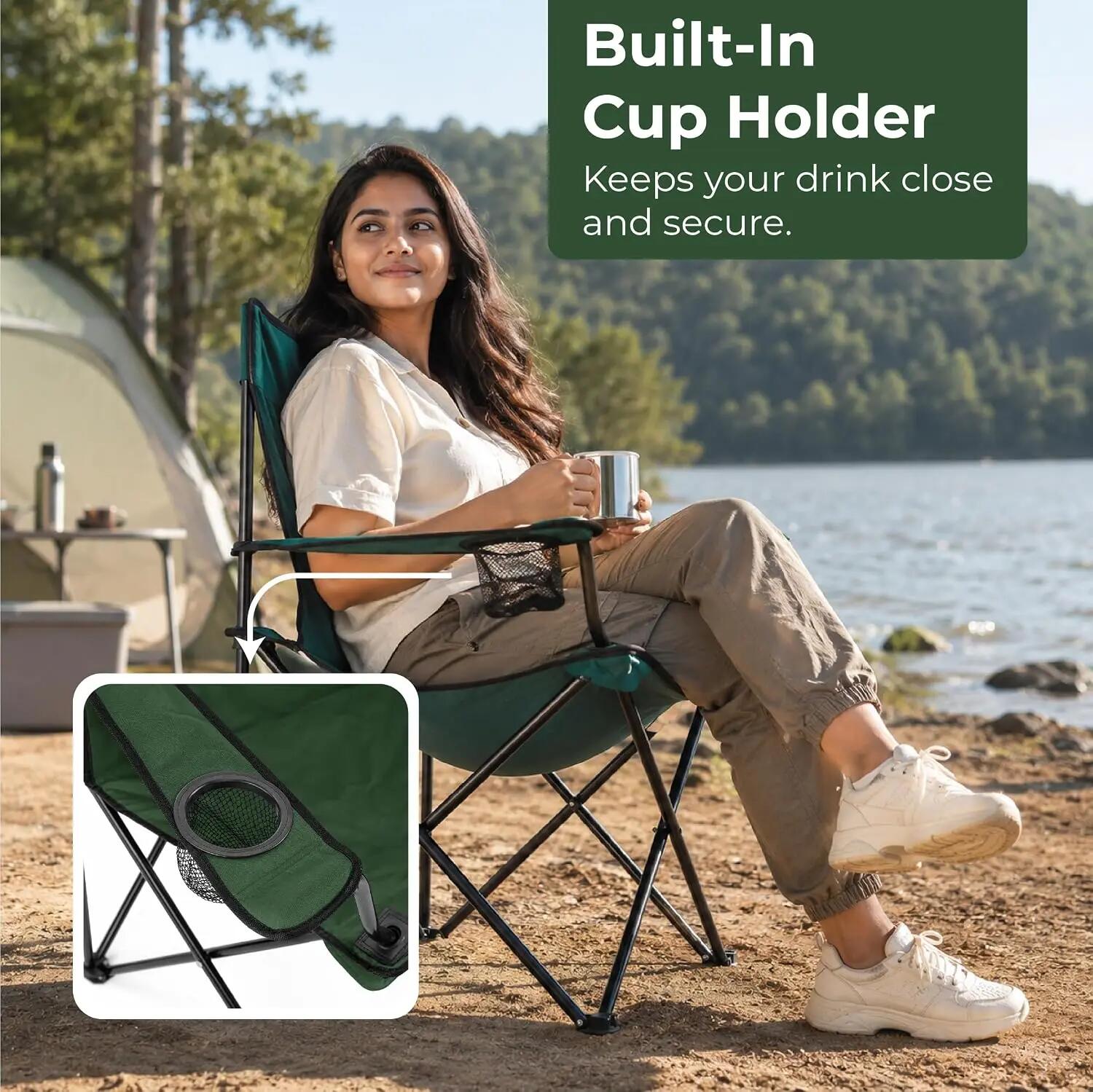 Lifelong Foldable Camping Chair with Carry Bag & Cup Holder | Heavy Duty Portable -  4