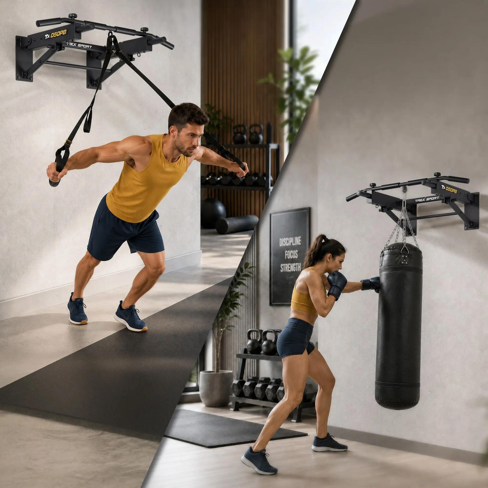 Klimmzugstange Trex Sport TX-050PB klappbar mit Boxsack- und Expanderhalter 5/7