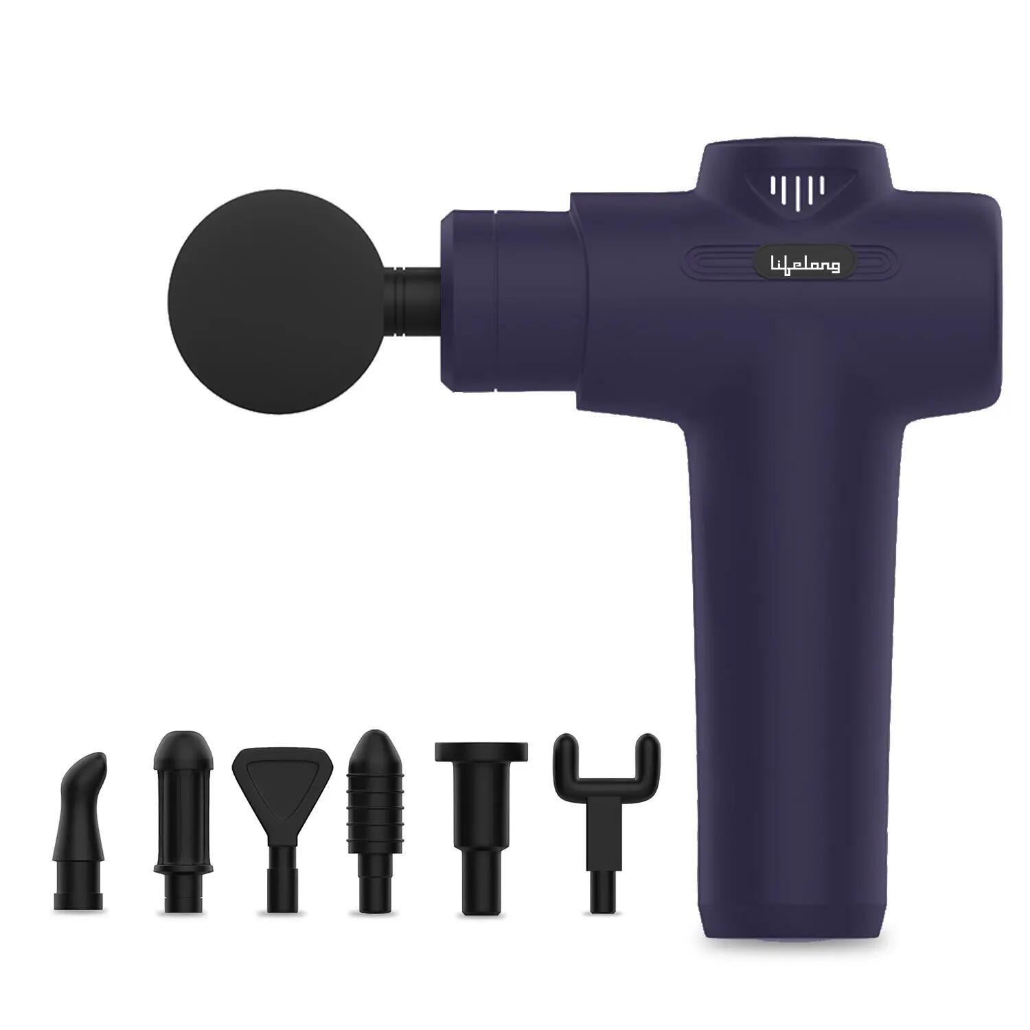Lifelong Percussion Massage Gun | Full Body Massager for Pain Relief | Rechargeable Cordless Deep Tissue Massage Machine | 7 Specialised Heads for Use at Gym, Home & During Travel -  1