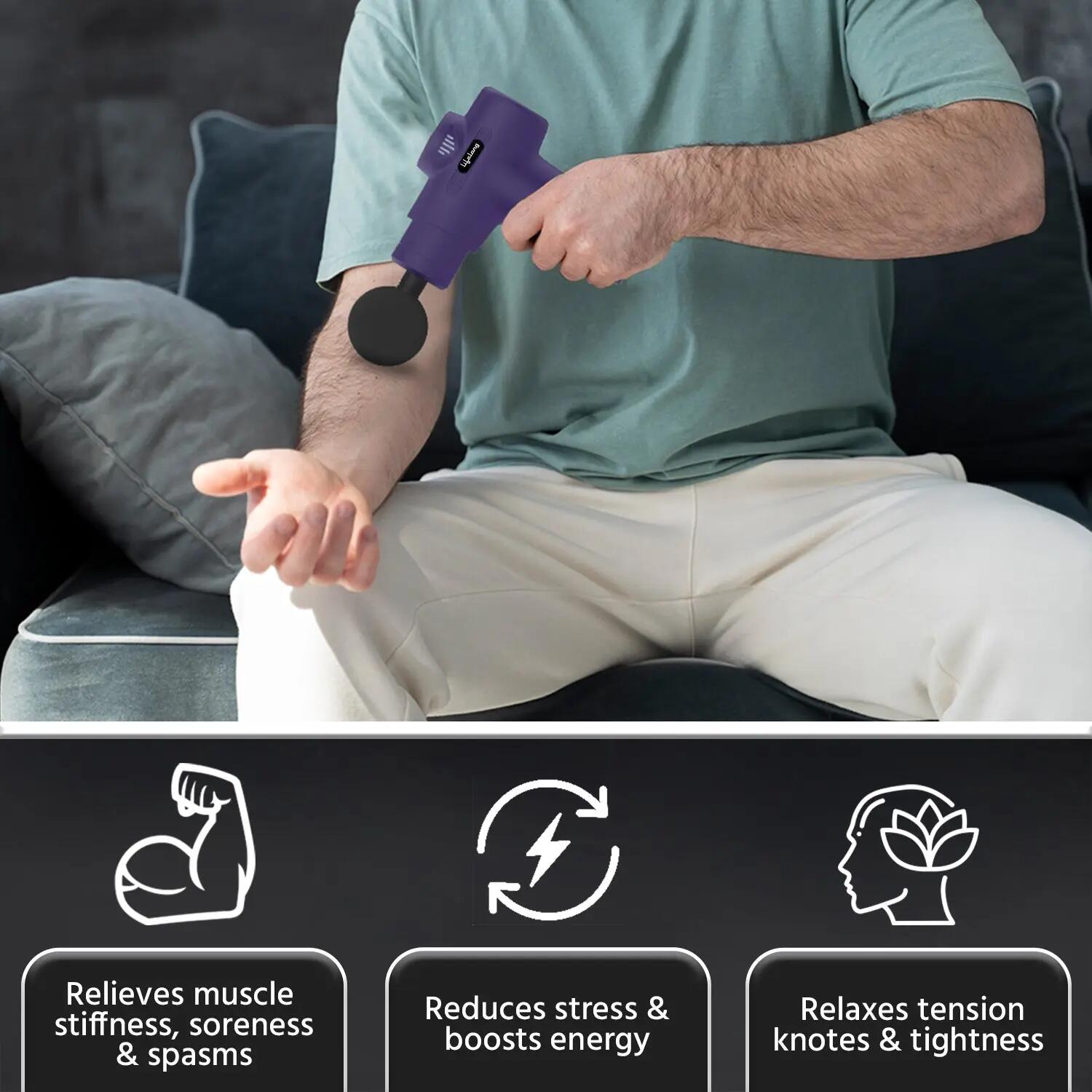Lifelong Percussion Massage Gun | Full Body Massager for Pain Relief | Rechargeable Cordless Deep Tissue Massage Machine | 7 Specialised Heads for Use at Gym, Home & During Travel -  3