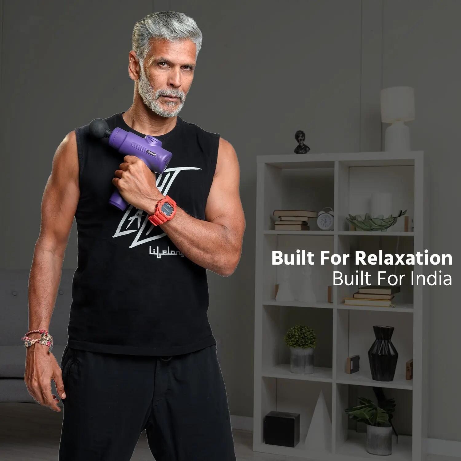 Lifelong Percussion Massage Gun | Full Body Massager for Pain Relief | Rechargeable Cordless Deep Tissue Massage Machine | 7 Specialised Heads for Use at Gym, Home & During Travel -  2