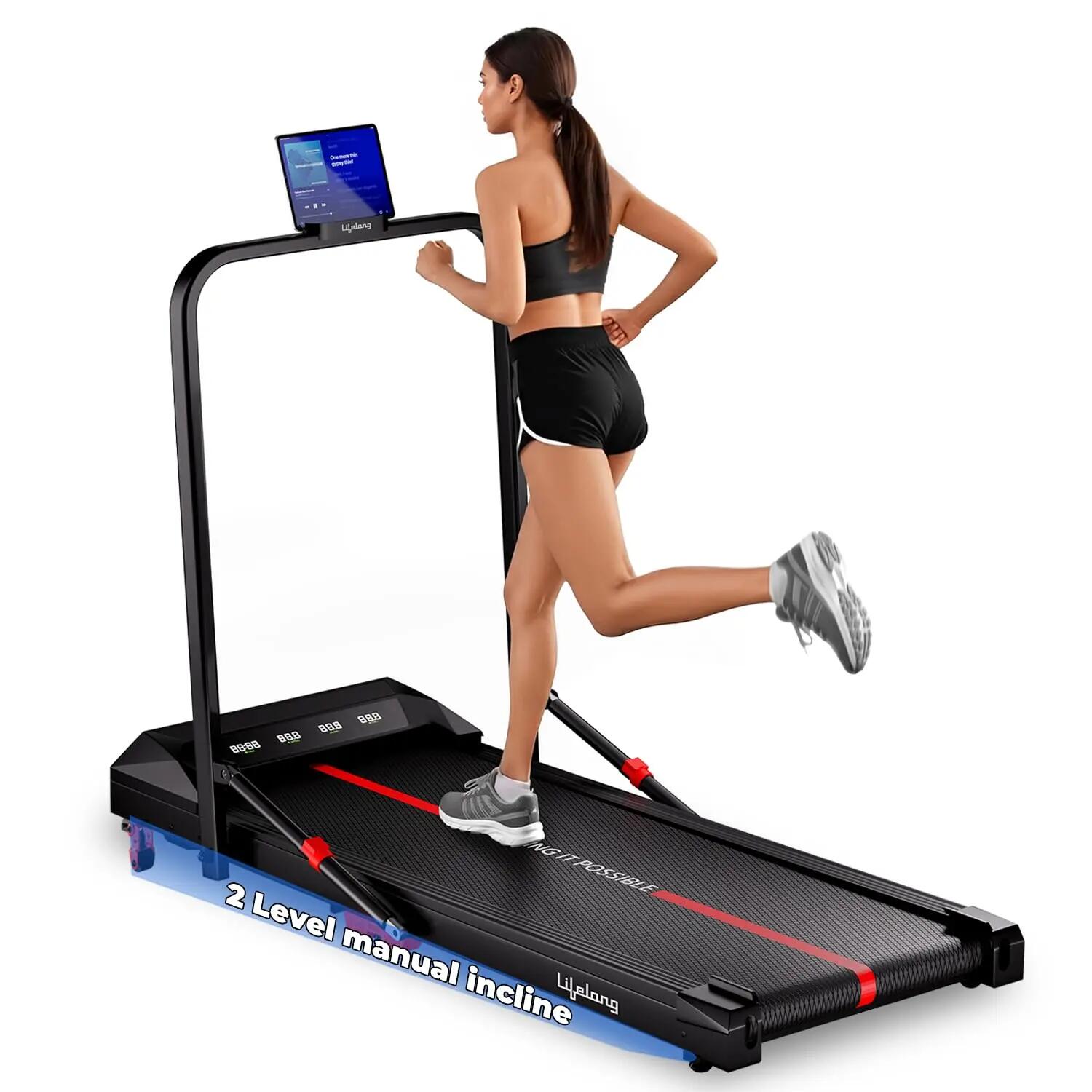 Lifelong 4.5HP Walking Pad Treadmill | Max Speed 10 km/h | LED Display | Under Desk Treadmill for Home Foldable | Walking Pad for Home Gym | Gym Equipment for  Workout | 100 kg Capacity -  1