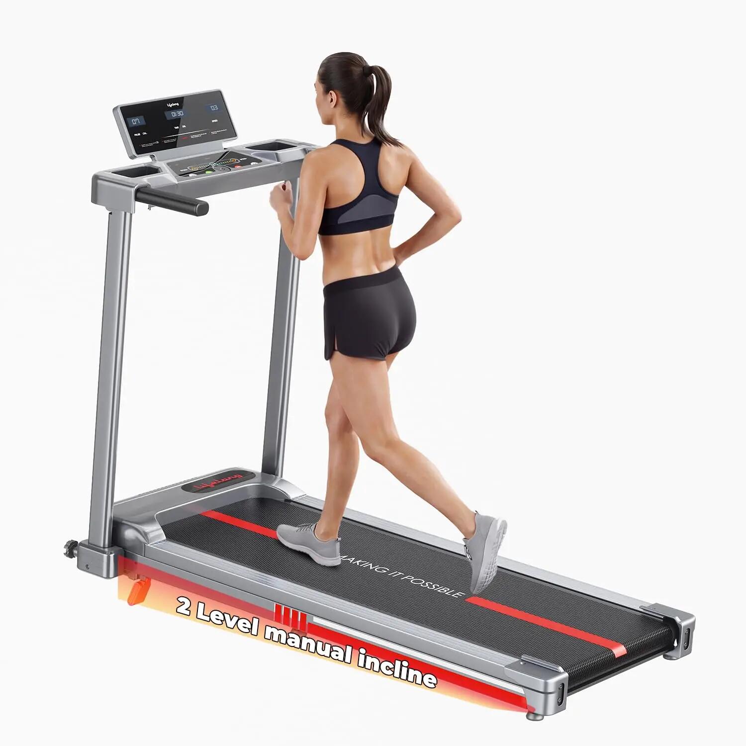 Lifelong 4.5HP Motorized Treadmill for Home | 2 Level Manual Incline | Foldable Handle | Max Speed 12 km/h | LED Display | 12 Workout Programs | 100 kg Capacity | Ideal Gym Equipment for Home Workout -  1