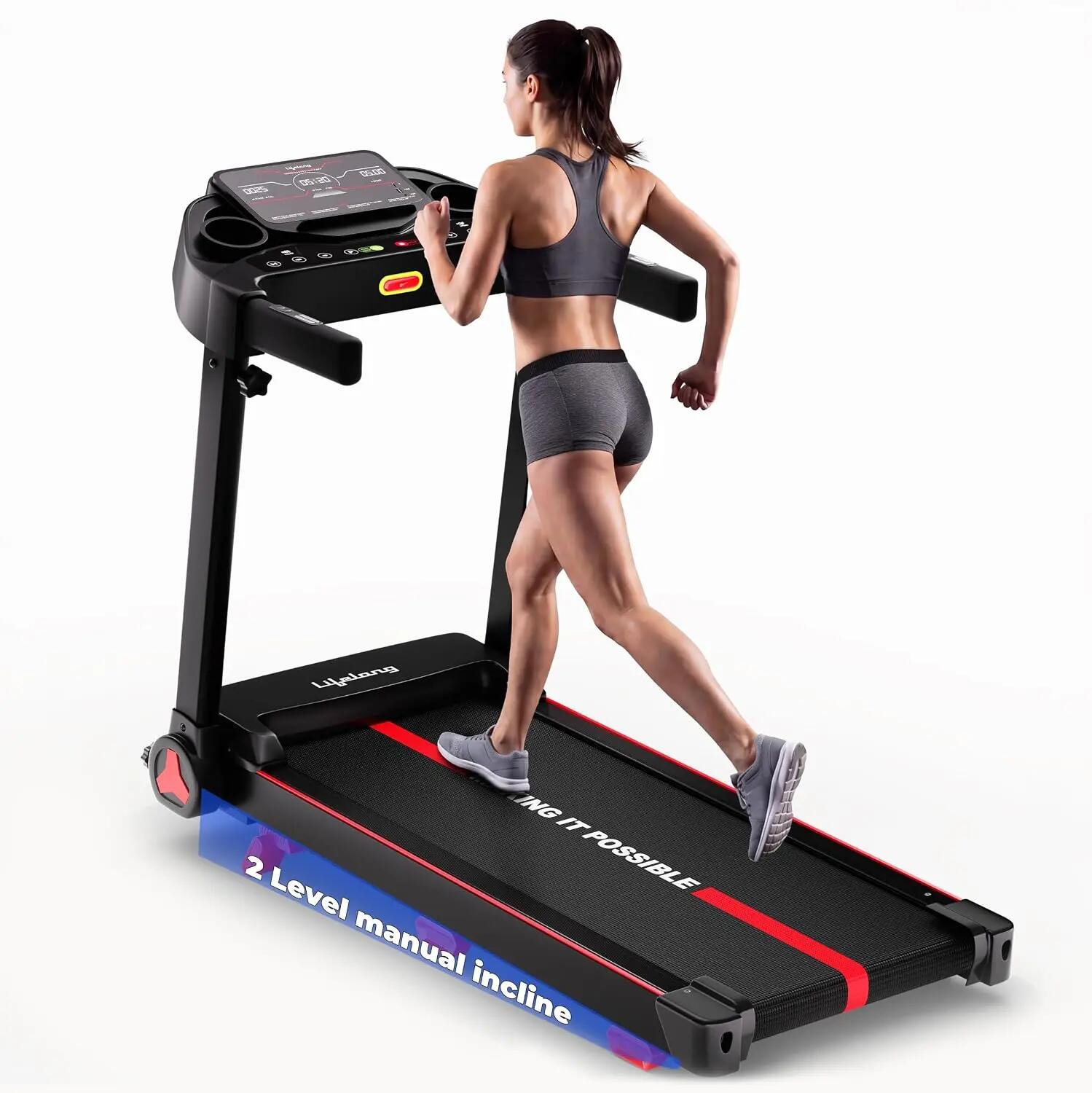 Lifelong 4.5HP Motorized Treadmill for Home | Manual Incline 2 Level | Foldable Handle | Max Speed 14 km/h | | LED Display | 12 Workout Programs |110 kg Capacity| Ideal Gym Equipment for Home Workout -  1