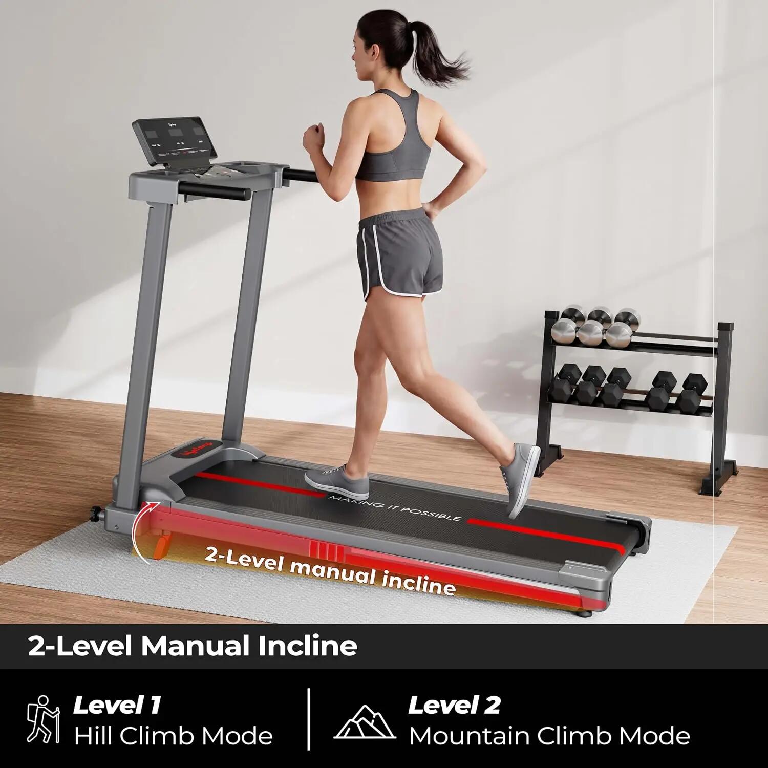 Lifelong 4.5HP Motorized Treadmill for Home | 2 Level Manual Incline | Foldable Handle | Max Speed 12 km/h | LED Display | 12 Workout Programs | 100 kg Capacity | Ideal Gym Equipment for Home Workout -  5