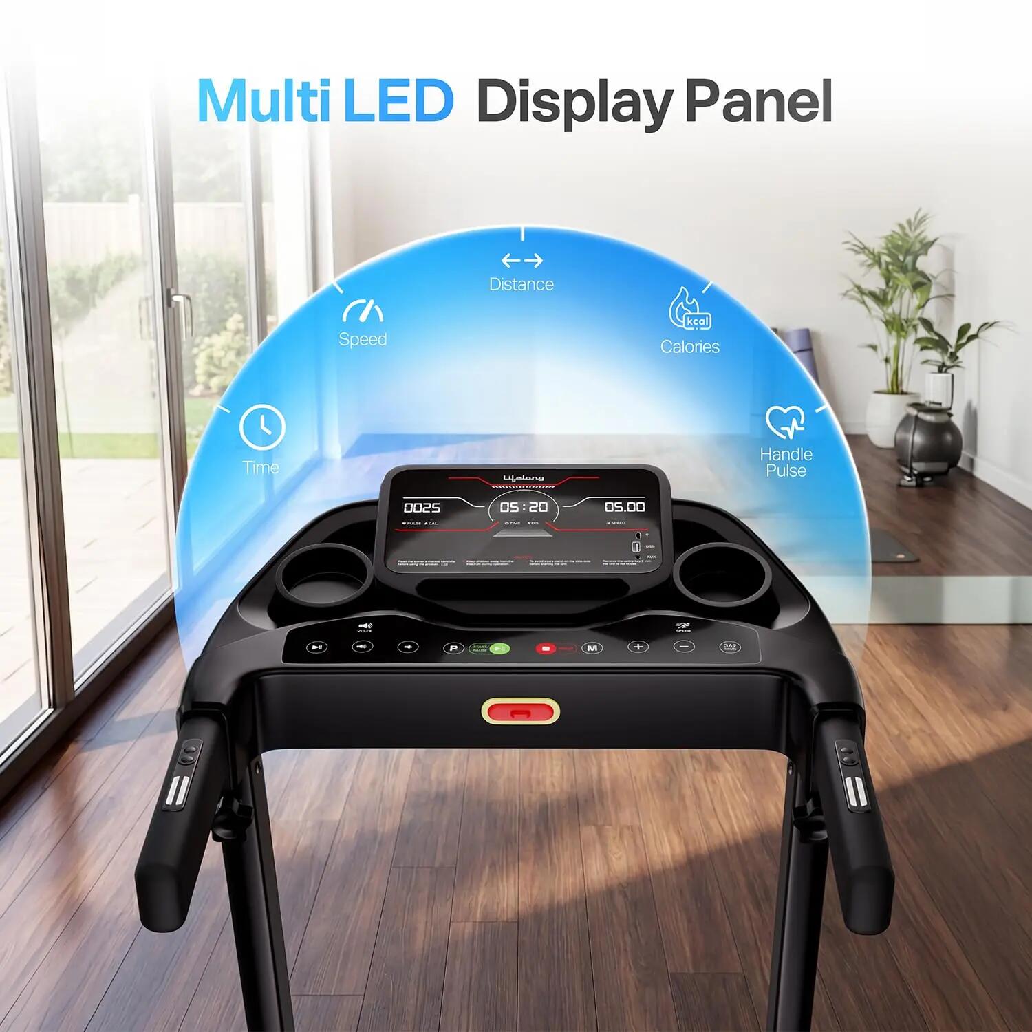 Lifelong 4.5HP Motorized Treadmill for Home | Manual Incline 2 Level | Foldable Handle | Max Speed 14 km/h | | LED Display | 12 Workout Programs |110 kg Capacity| Ideal Gym Equipment for Home Workout -  5