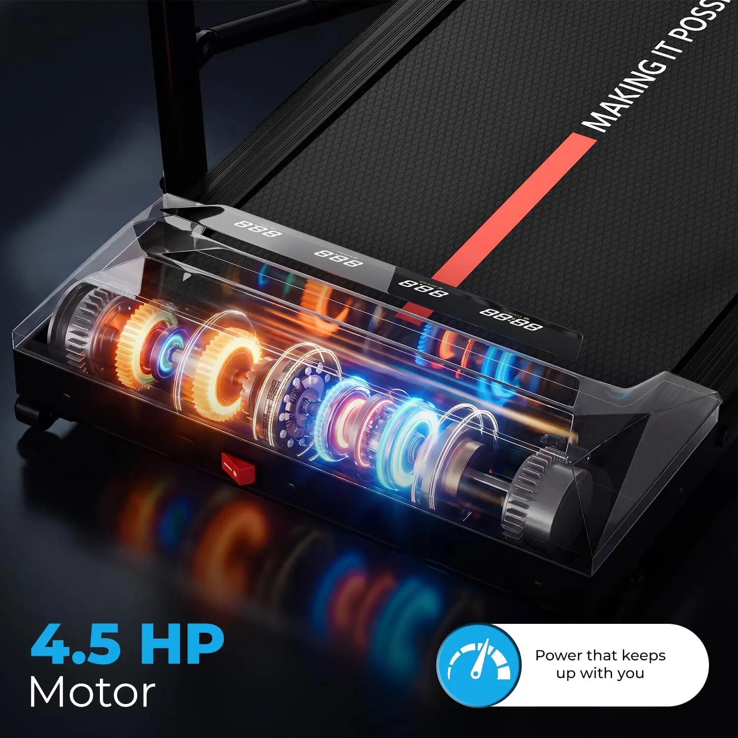 Lifelong 4.5HP Walking Pad Treadmill | Max Speed 10 km/h | LED Display | Under Desk Treadmill for Home Foldable | Walking Pad for Home Gym | Gym Equipment for  Workout | 100 kg Capacity -  3