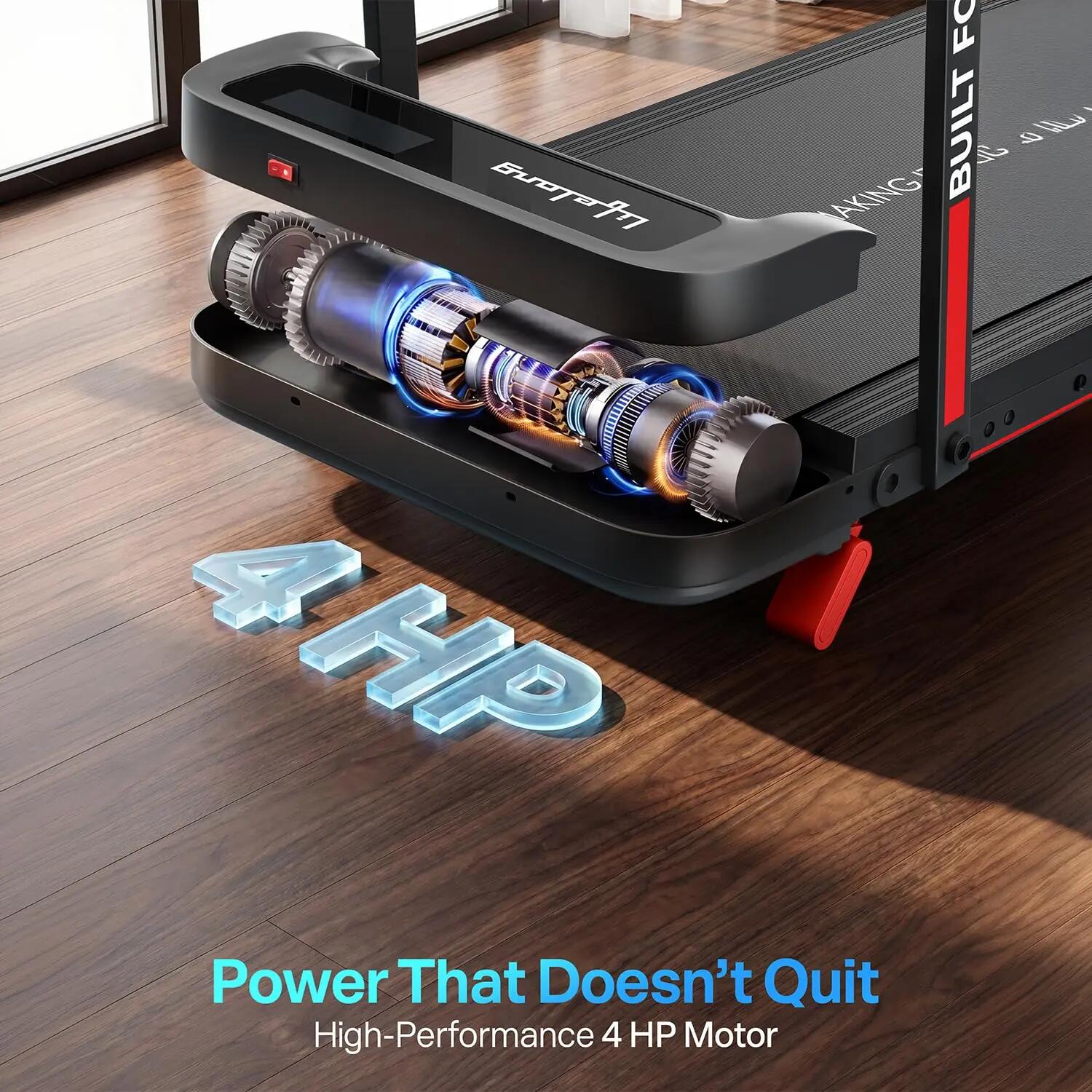 Lifelong 4 HP Motorized Treadmill for Home|2-Level Manual Incline |Speed1-10 km/h |LED Display|12 Workout Programs |100 kg Capacity |Gym Equipment for Home Workout| Foldable Handle| iPad & Phone Stand -  3
