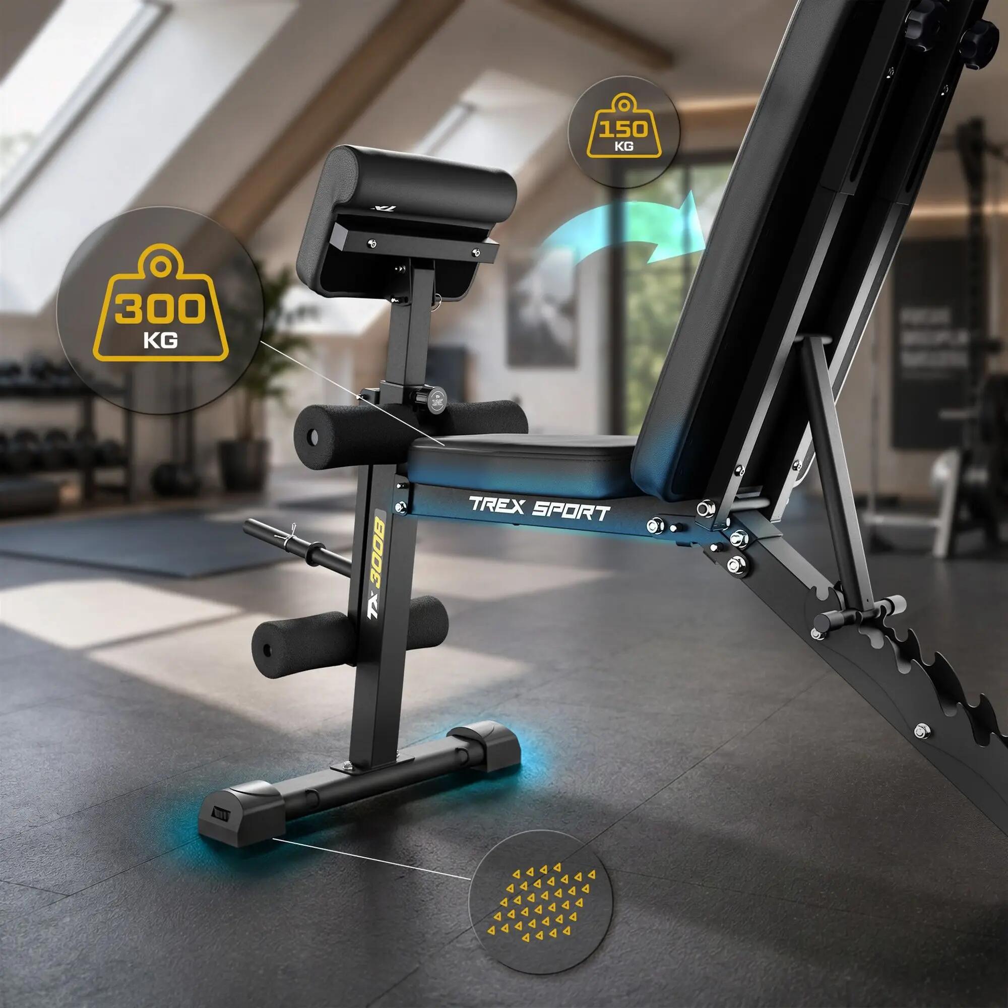 Hantelbank Trex Sport TX-300B mit Curlpult, Beinpresse und Expandern 3/7