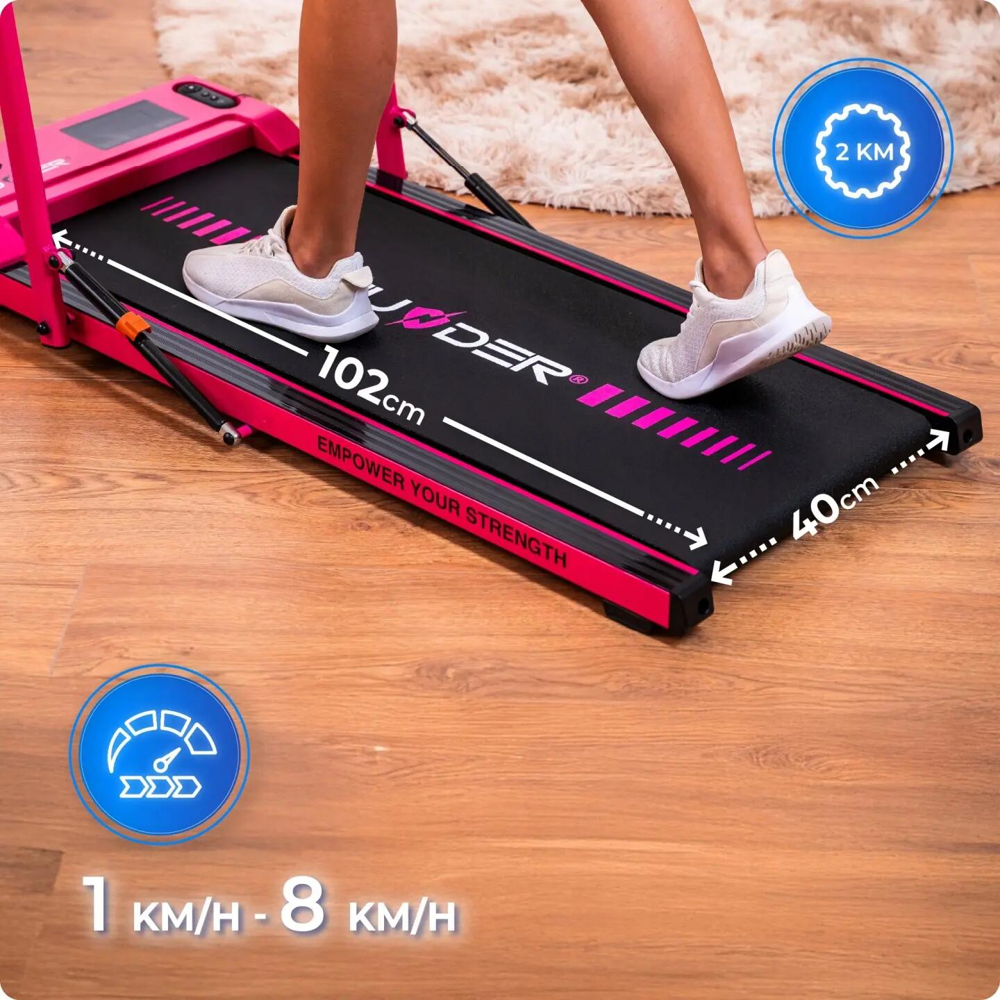 Cinta de correr eléctrica doméstica 2 en 1 THUNDER VIVA-PINK 8 km/h Fitshow 3/11