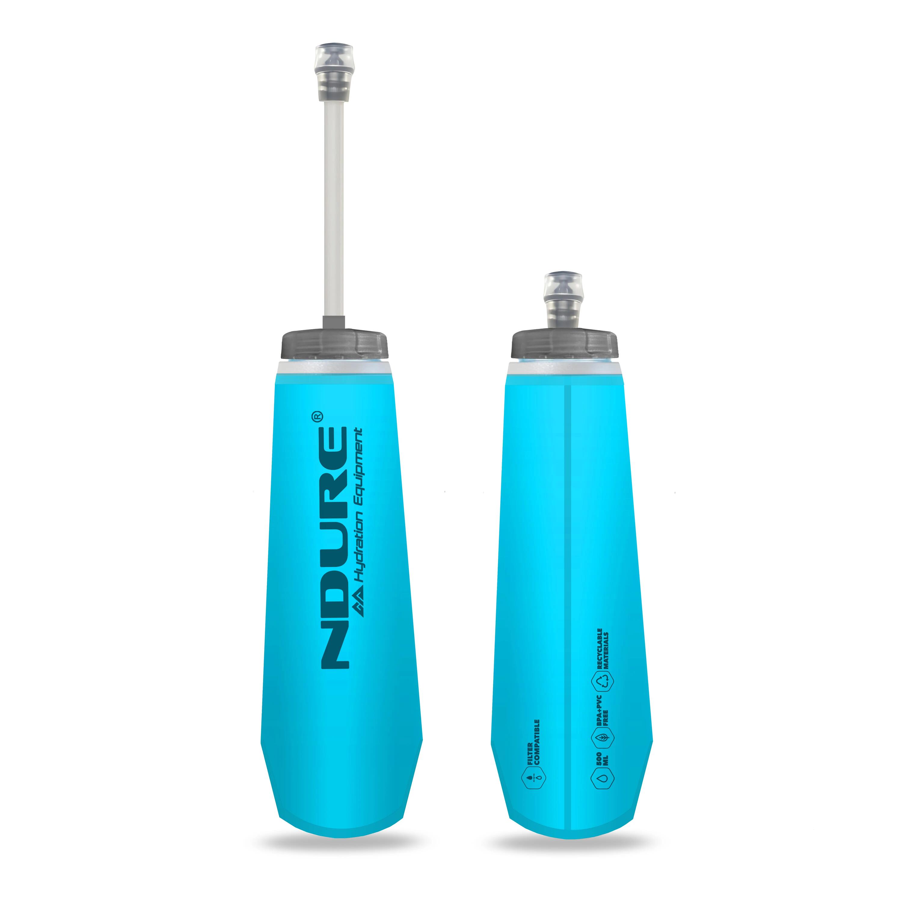 NDURE Soft Flask 500 PRO 2-Pack - Borraccia Flessibile Pieghevole + Tubo Bere 2/5