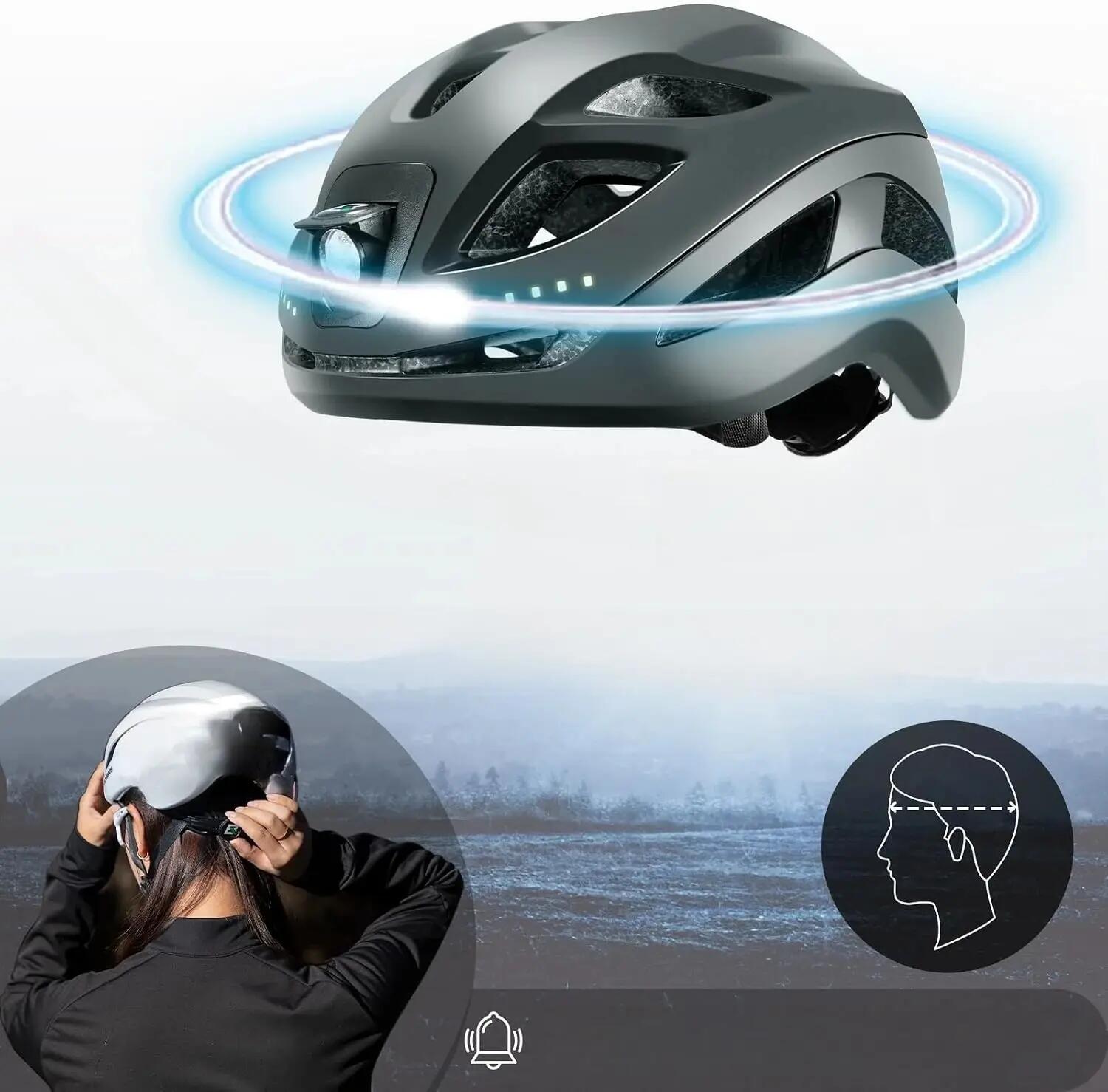 Helm Fahrrad LED aufladbar verstellbar 5/6