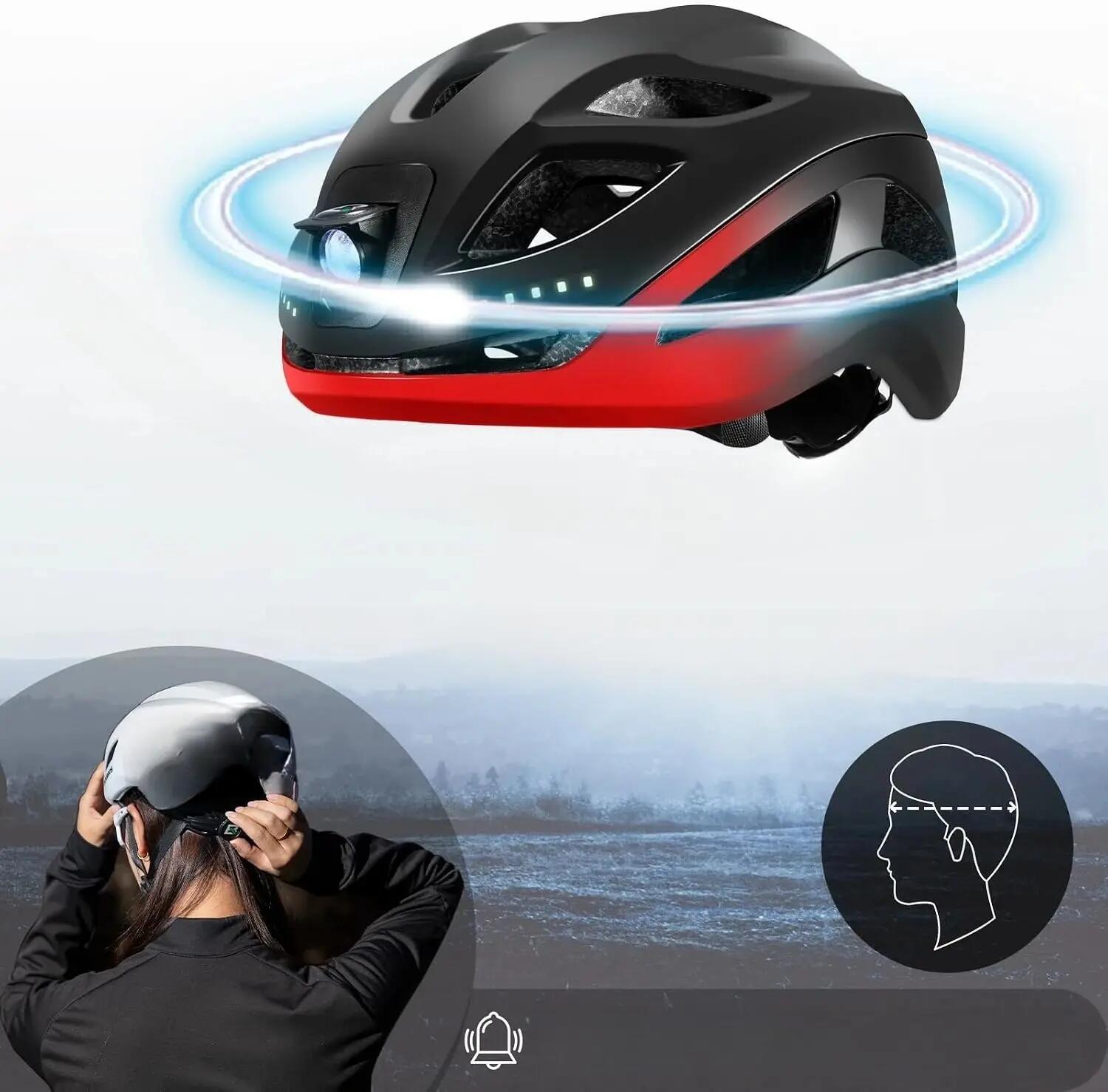 Casco bici luminoso LED ricaricabile regolabile 5/6