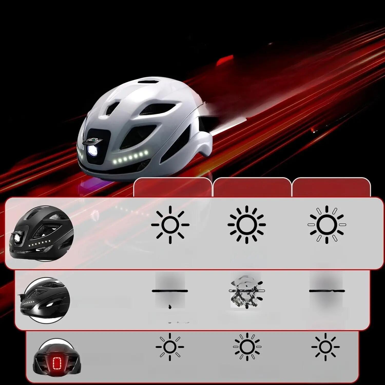 Casco bici luminoso LED ricaricabile regolabile 3/6