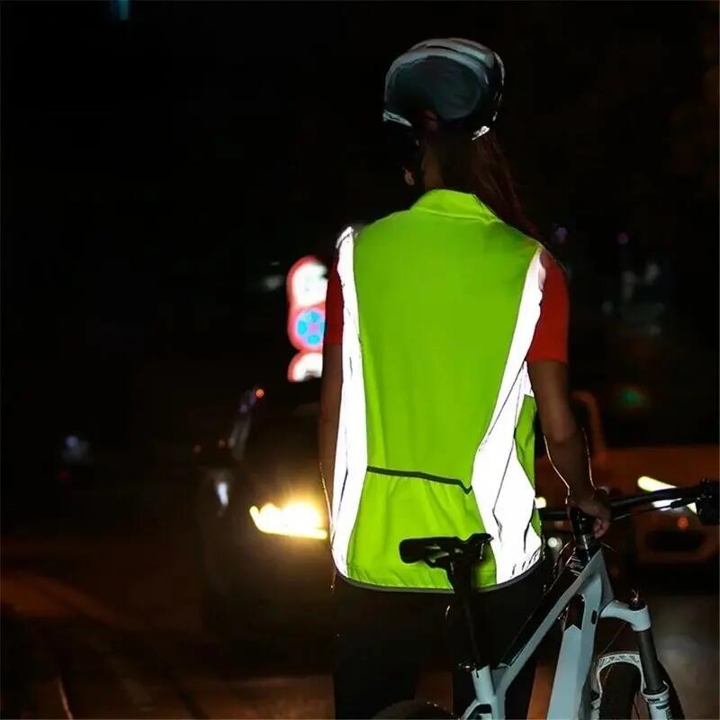 Chaleco reflectante poliéster chaqueta seguridad nocturna 3/7