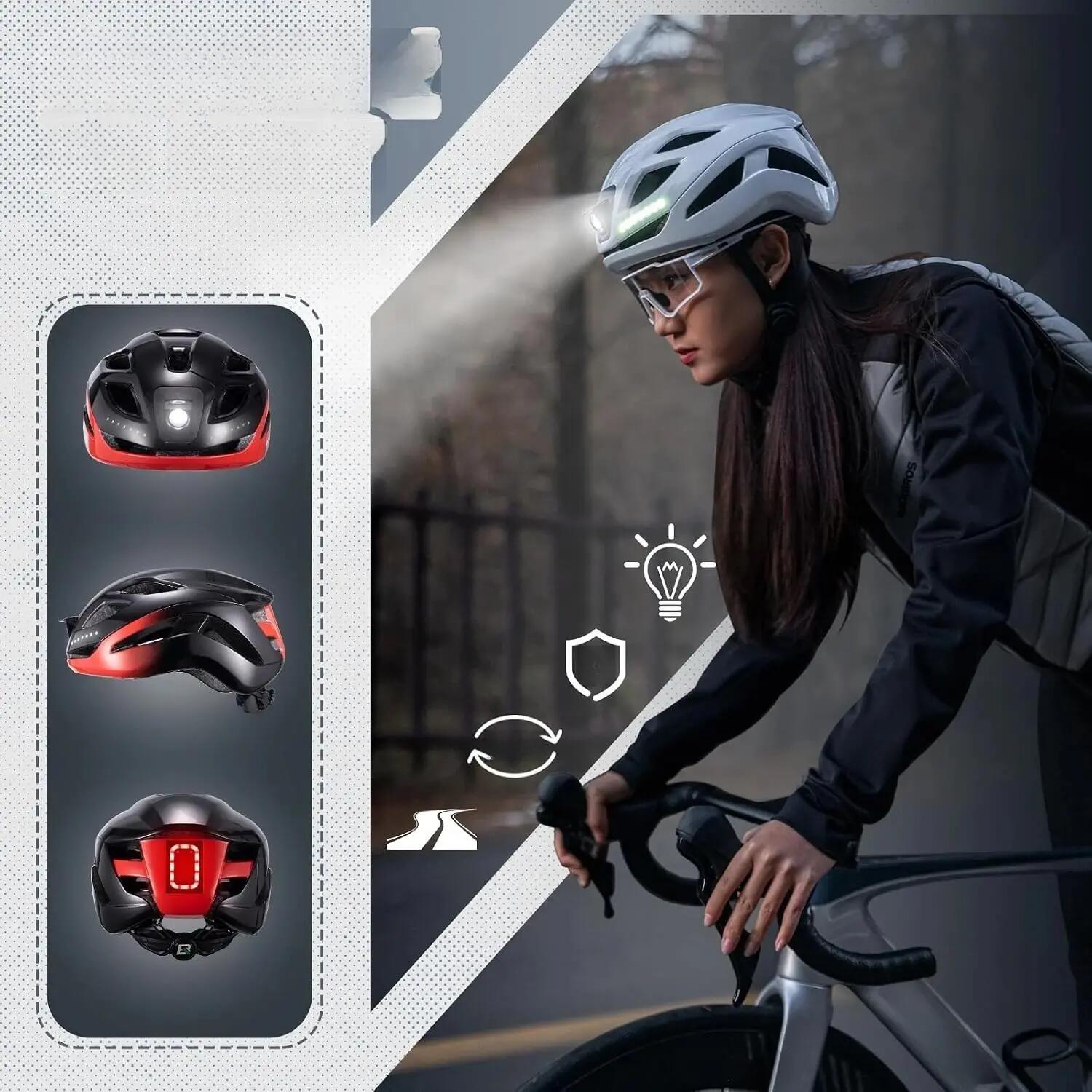Casco bici luminoso LED ricaricabile regolabile 2/6