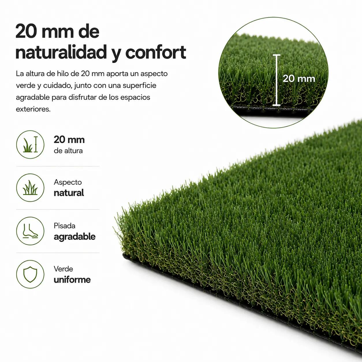 Rouleau de gazon artificiel Premium de 20 mm 2×10 m (20 m²) 4/7