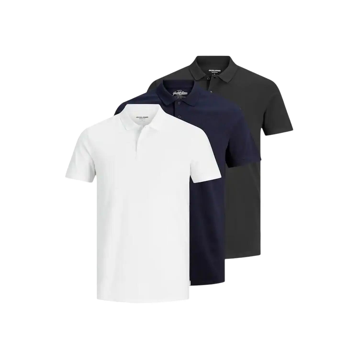 Jack And Jones Mens Basic Short-Sleeved Polo Shirt (Pack of 3)