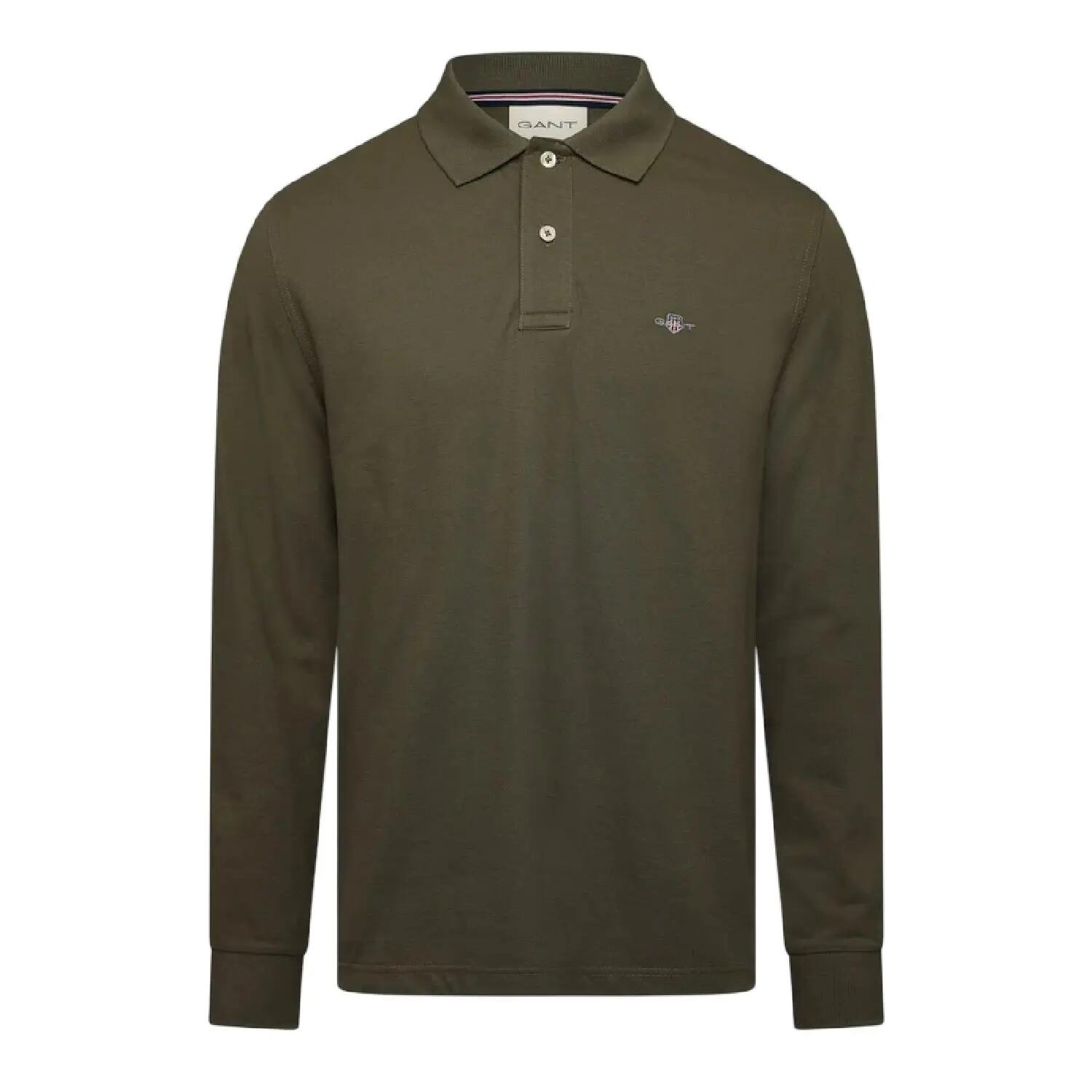 Gant Mens Embroidered Logo Long-Sleeved Polo Shirt