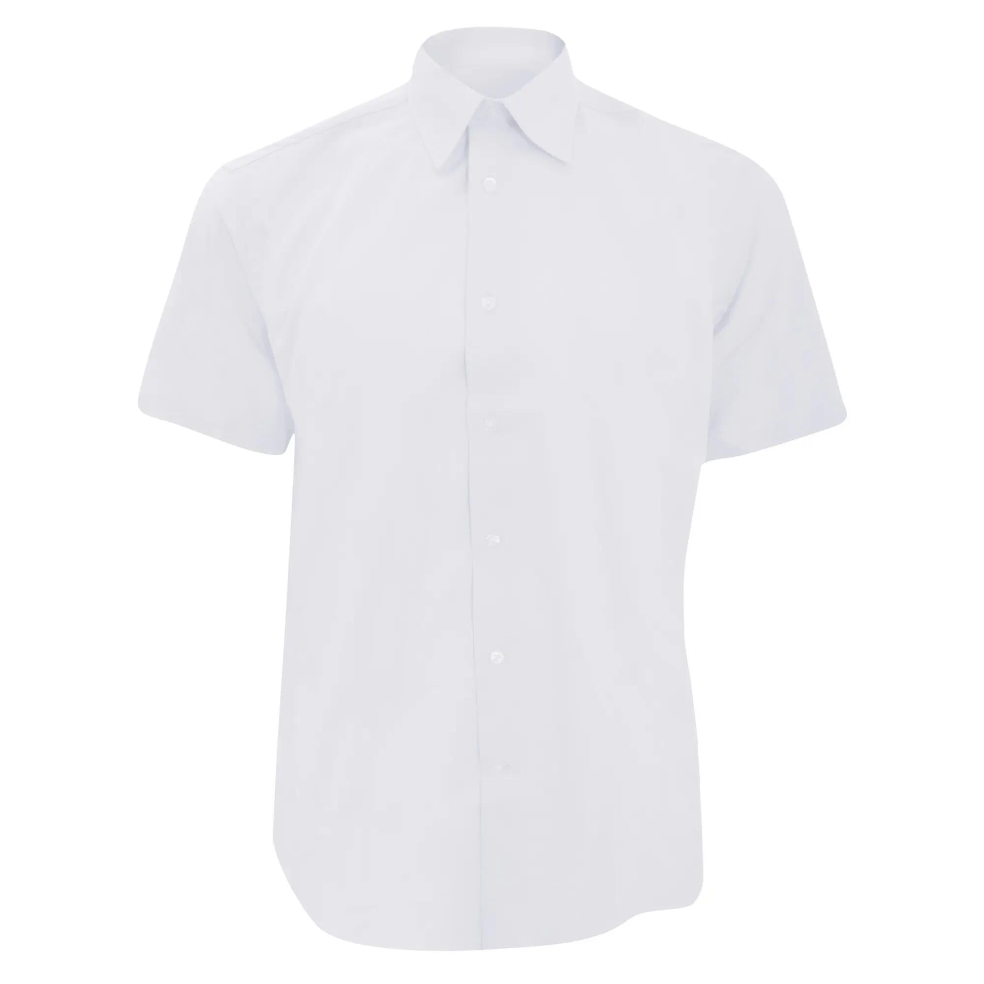 Russell Collection Mens Short Sleeve Easy Care Tailored Oxford Shirt