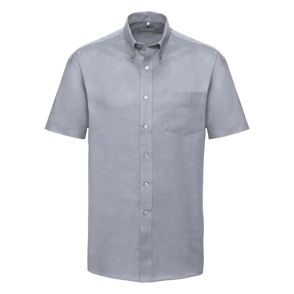 Russell Collection Mens Short Sleeve Easy Care Oxford Shirt