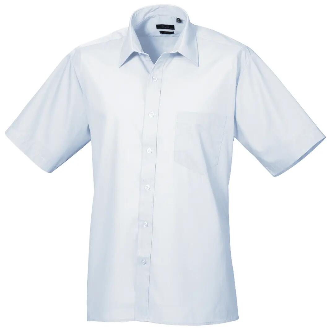 Premier Mens Short Sleeve Formal Poplin Plain Work Shirt