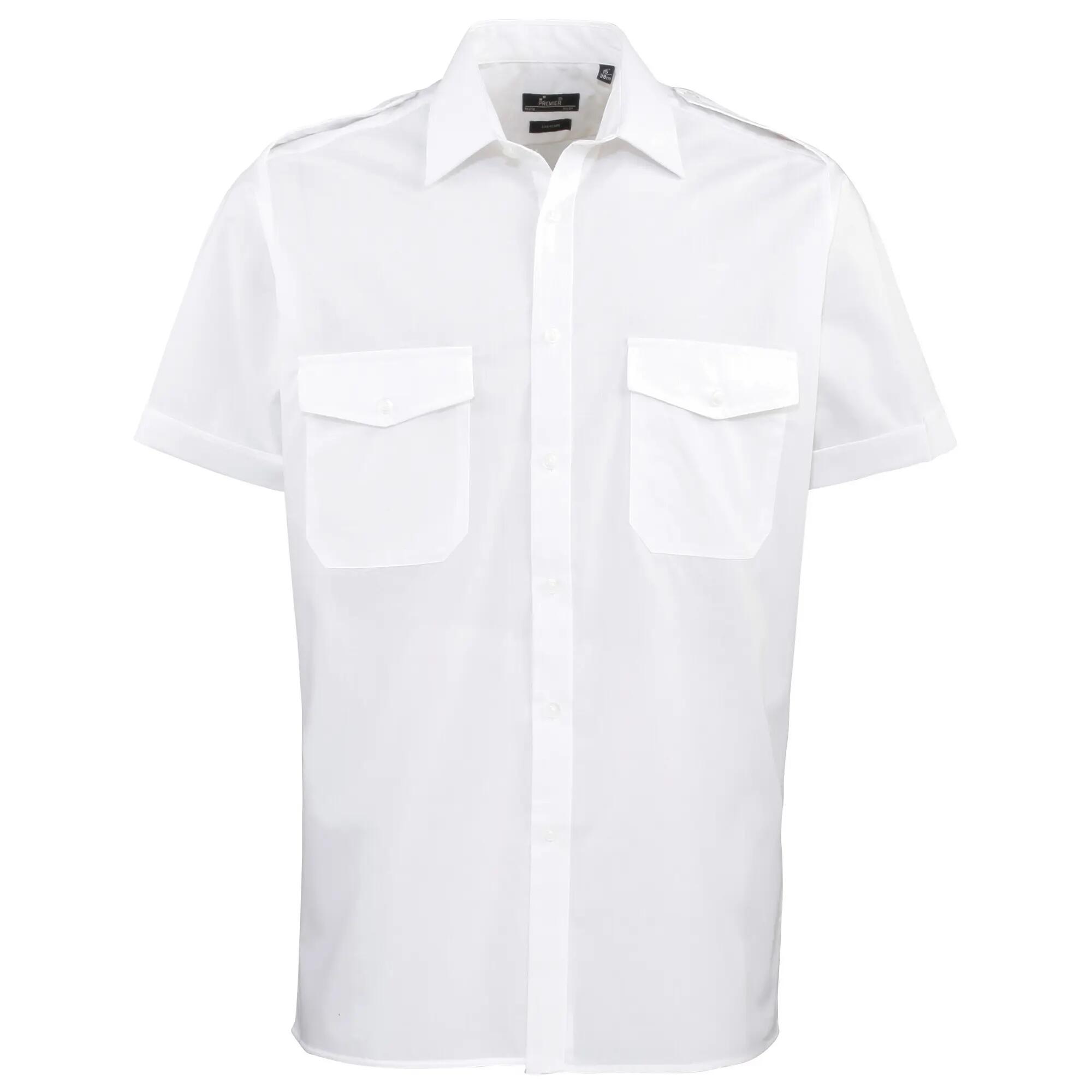 Premier Mens Short Sleeve Pilot Plain Work Shirt
