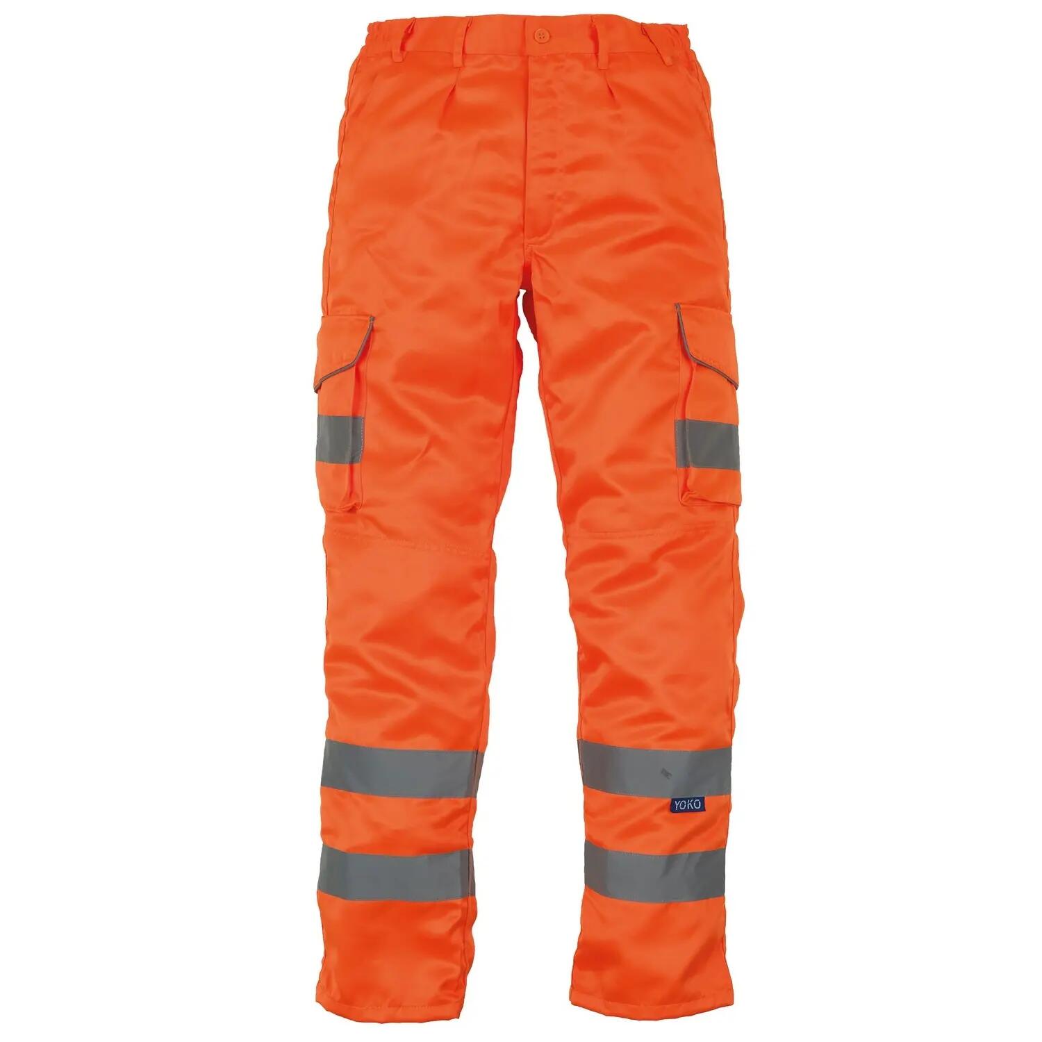 Yoko Mens Hi Vis Polycotton Cargo Trousers With Knee Pad Pockets (Pack of 2)