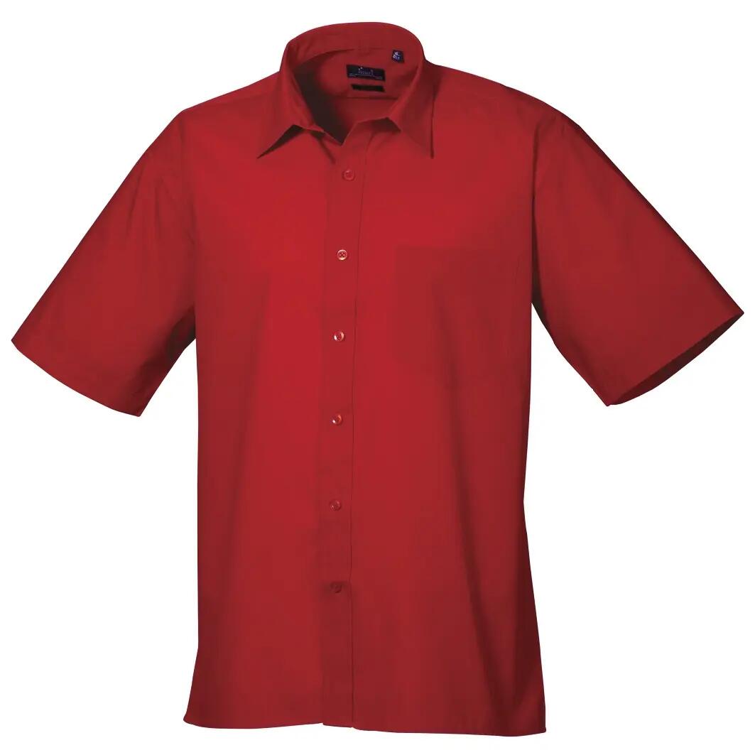 Premier Mens Short Sleeve Formal Poplin Plain Work Shirt