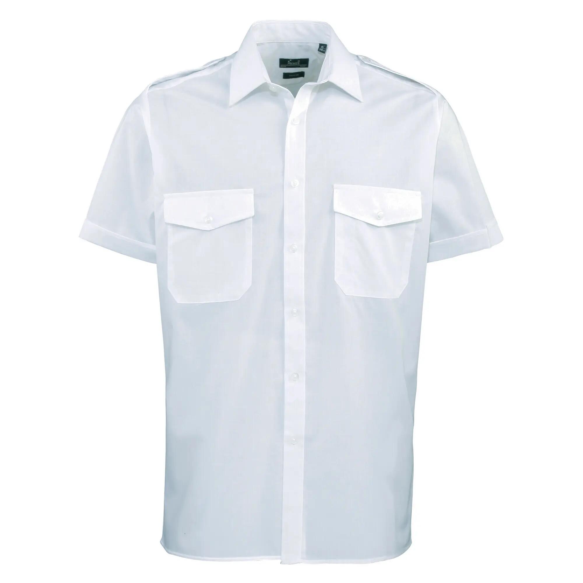 Premier Mens Short Sleeve Pilot Plain Work Shirt