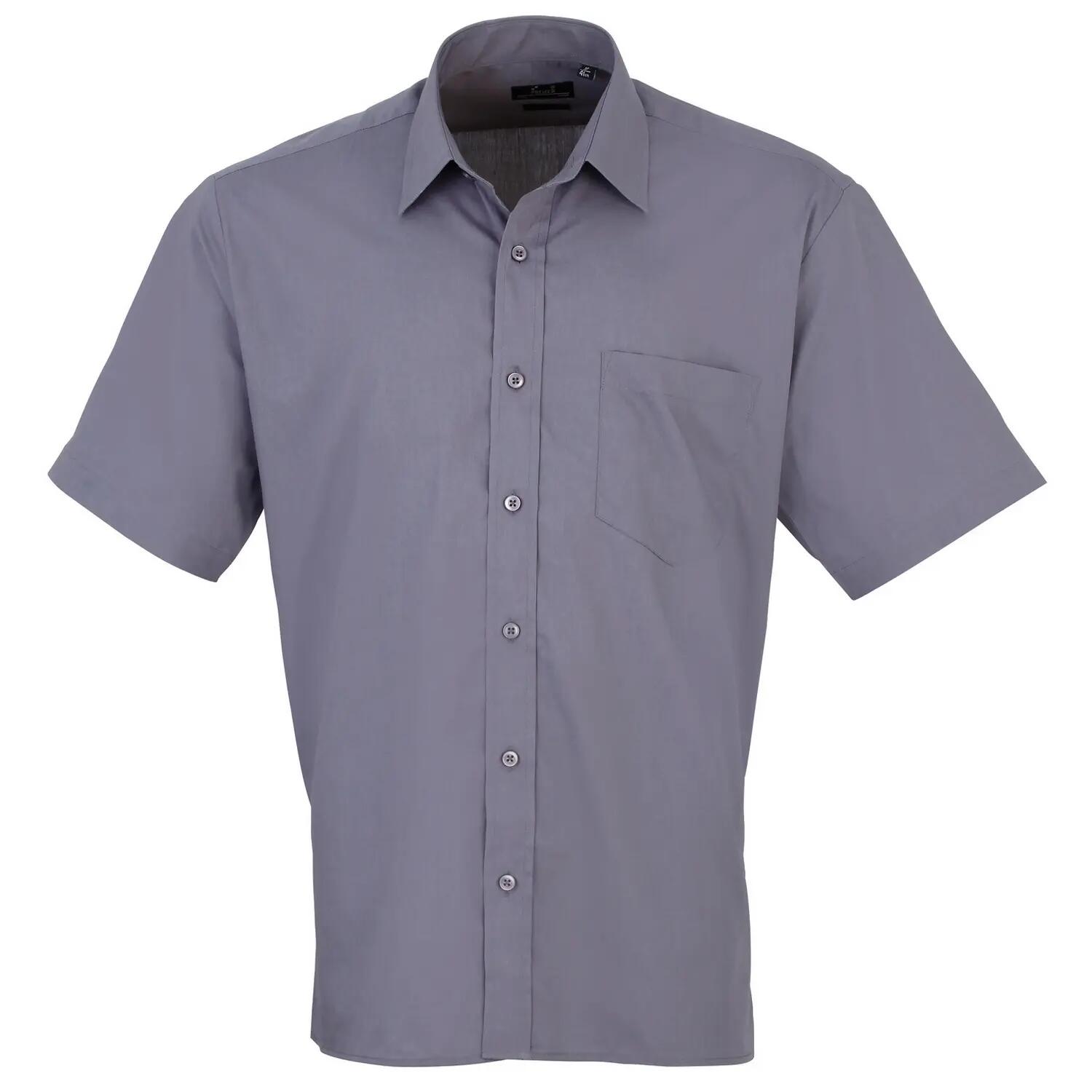 Premier Mens Short Sleeve Formal Poplin Plain Work Shirt