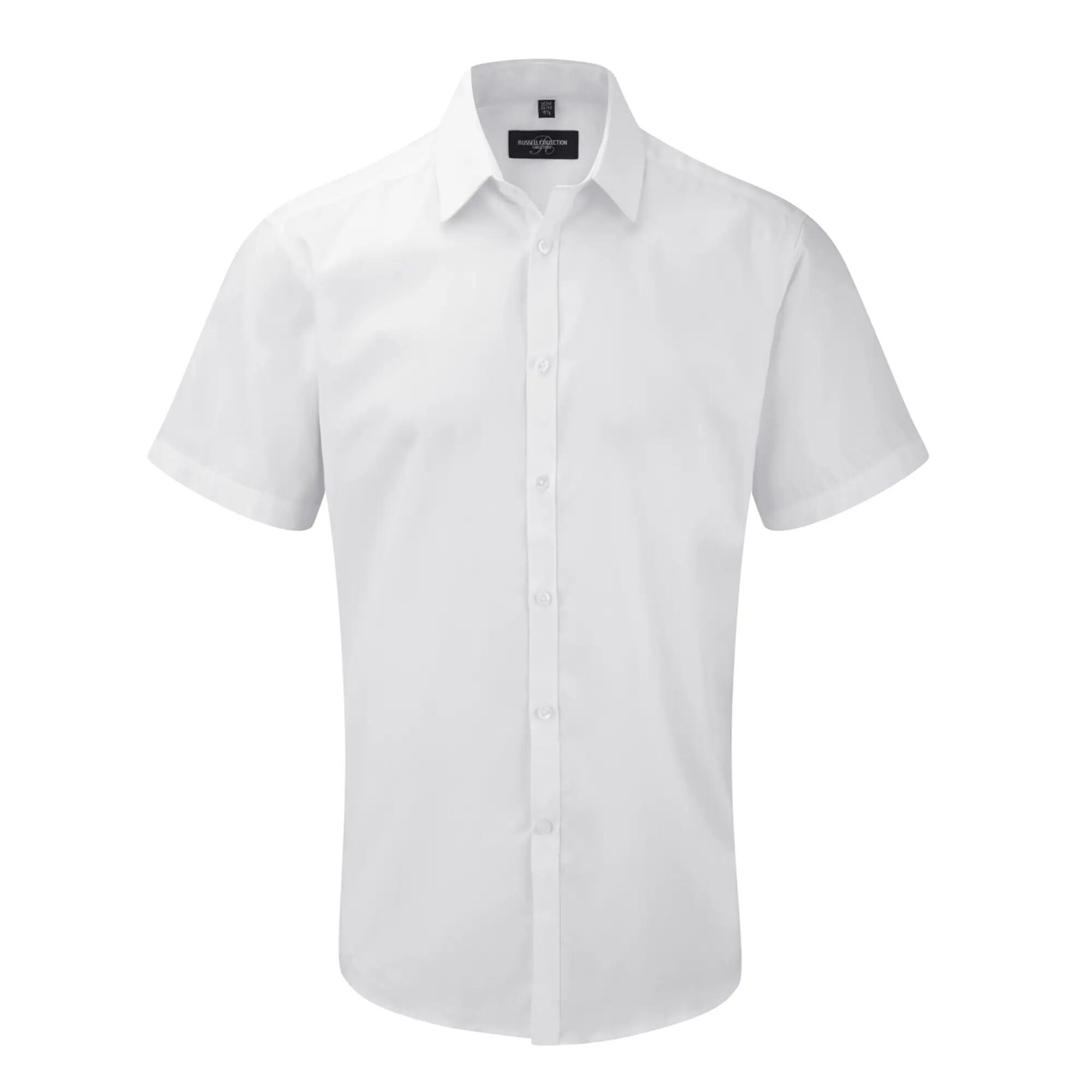 Russell Mens Short Sleeve Herringbone Work Shirt