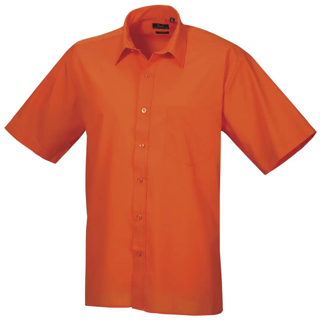 Premier Mens Short Sleeve Formal Poplin Plain Work Shirt