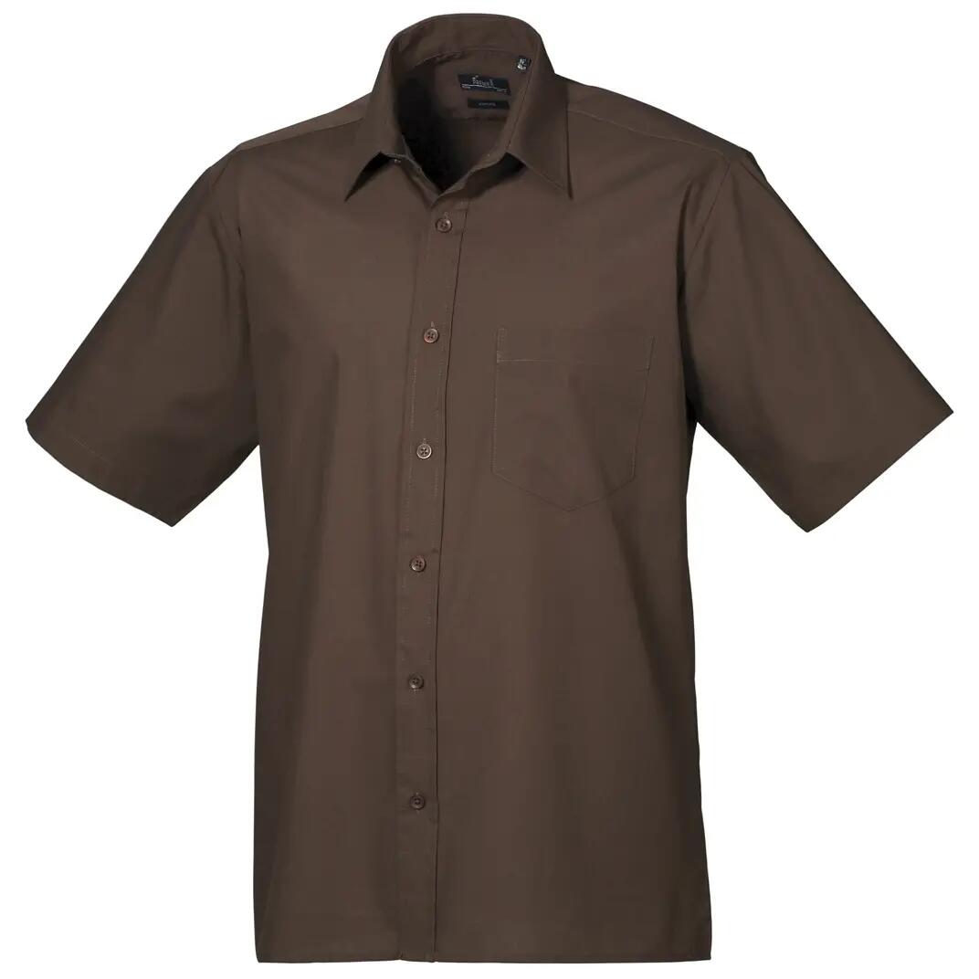 Premier Mens Short Sleeve Formal Poplin Plain Work Shirt