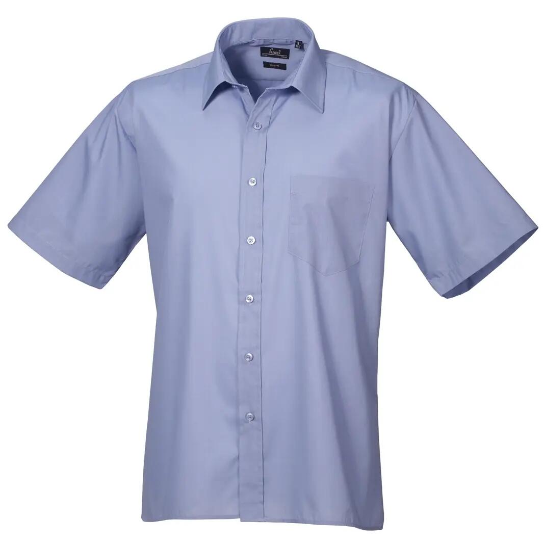 Premier Mens Short Sleeve Formal Poplin Plain Work Shirt