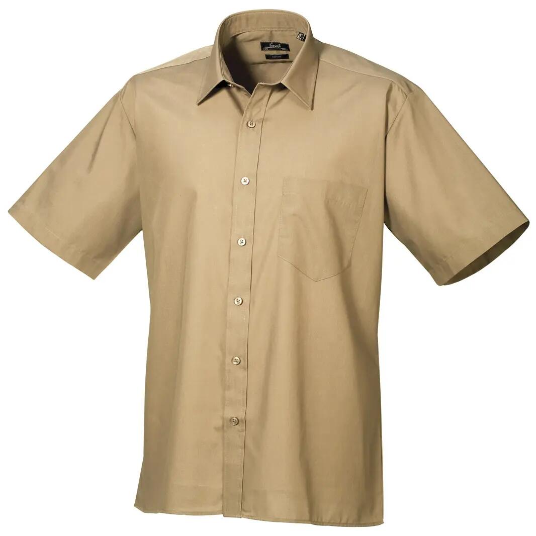 Premier Mens Short Sleeve Formal Poplin Plain Work Shirt