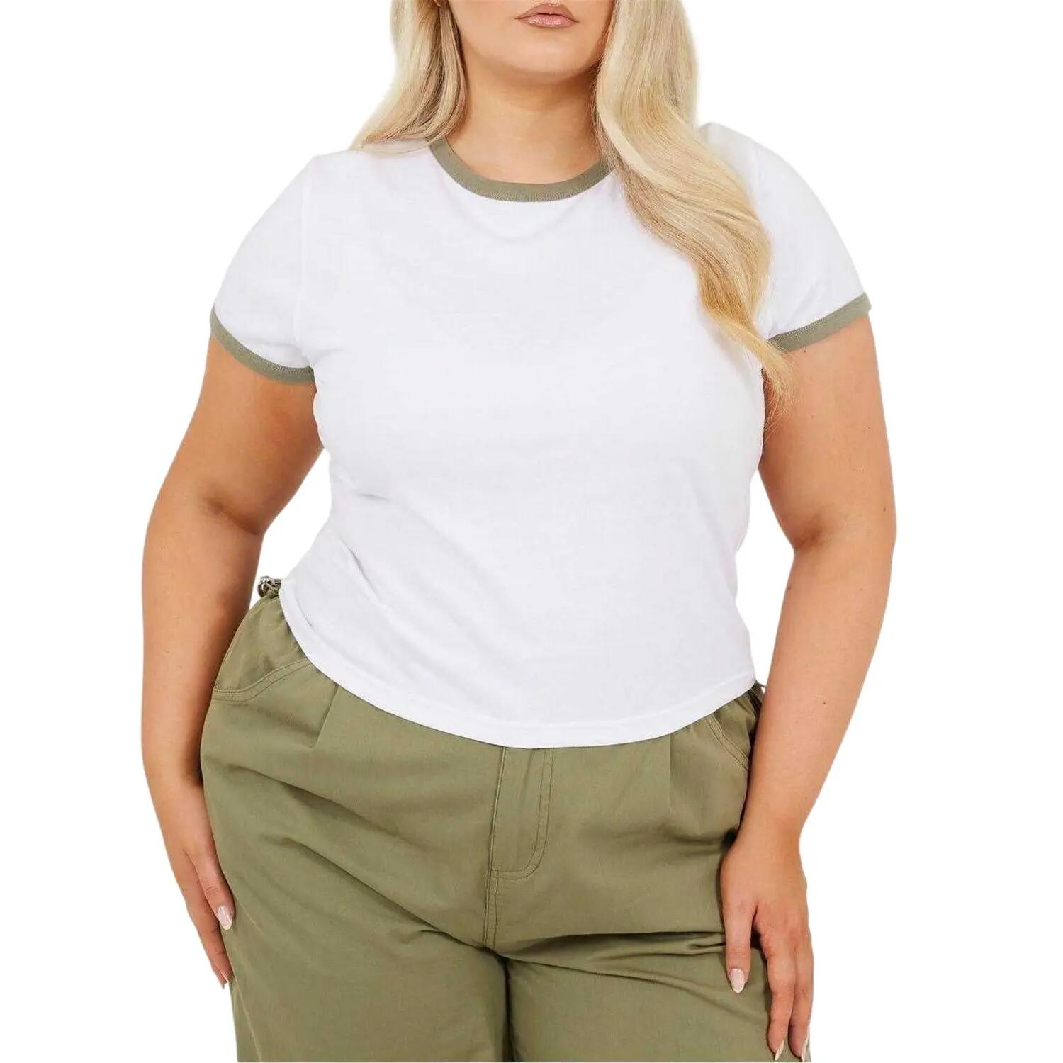 Brave Soul Womens/Ladies Ringer Crew Neck Plus T-Shirt